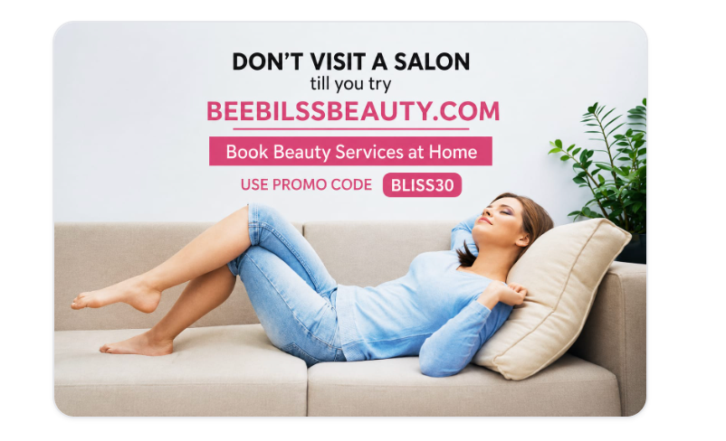 Beebliss Beauty special offer — doorstep beauty package promotion in Hyderabad